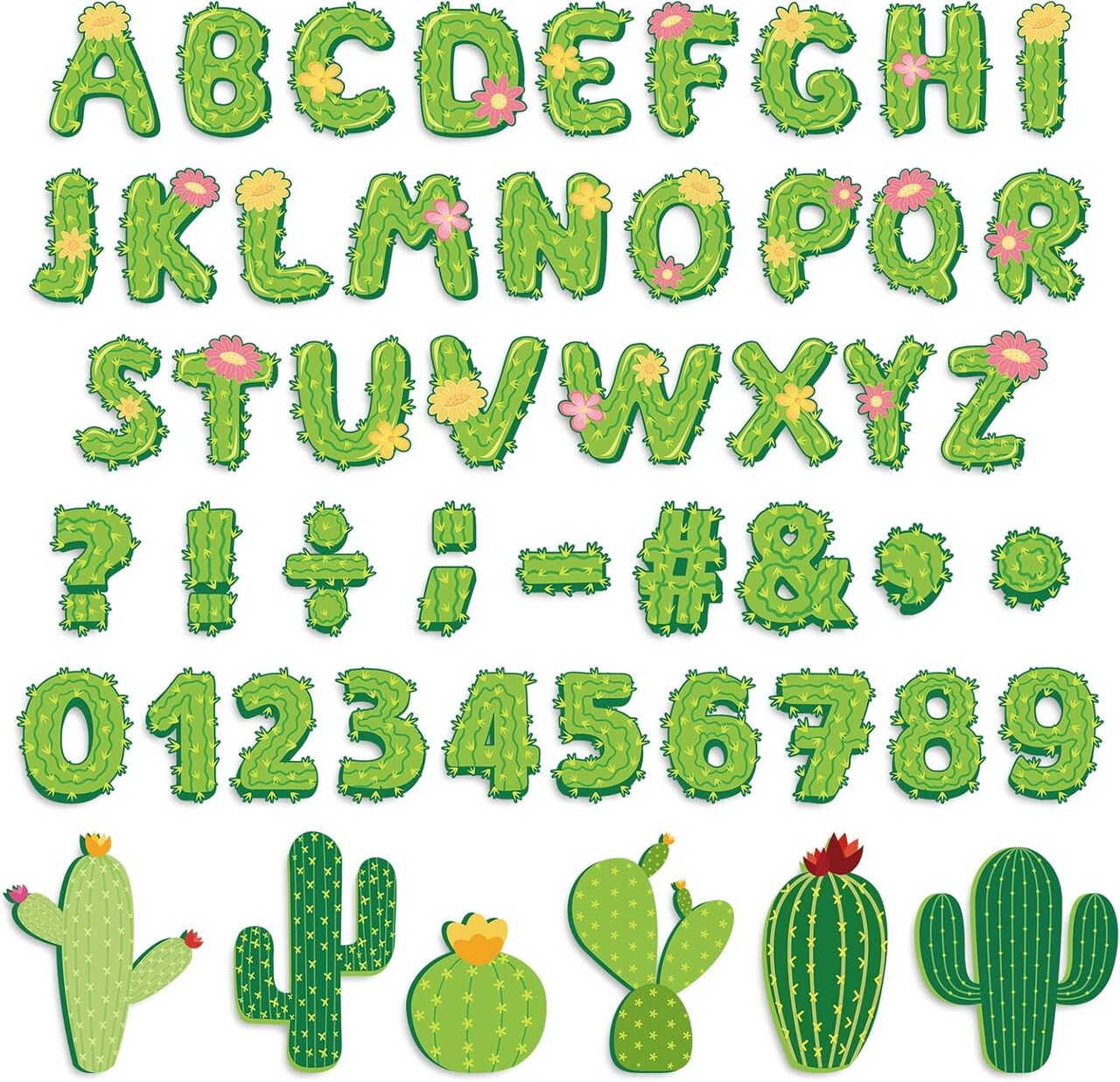 110Pcs Cactus Classroom Decor Cactus Letter (Assorted)
